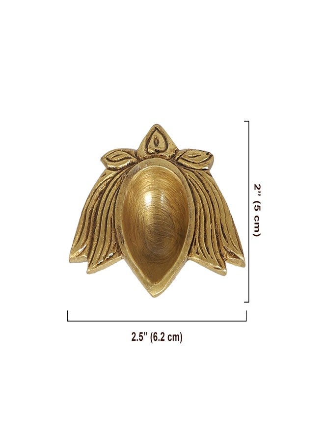 Two Moustaches Lotus Shaped Decor Diya 2.5 Inches Set of 4, Material - Brass, Home Decoration Item Gift, Lotus Brass Diyas Oil Lamp Pooja, Housewarming Gifts (Set of 4), Antique Yellow - Image 4